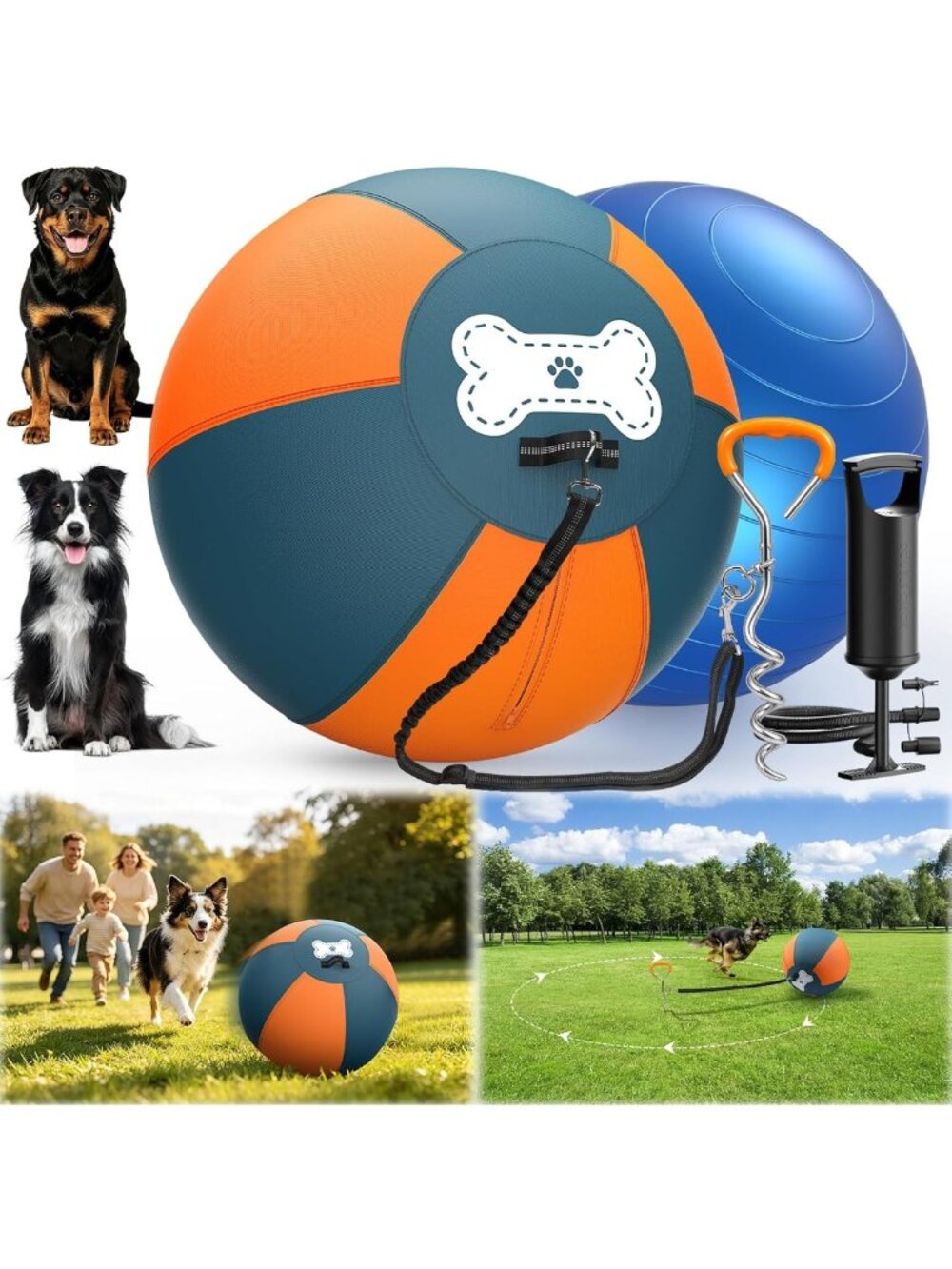 18" Herding Ball for Dogs - Outdoor Tetherball Set for Active Play & Training